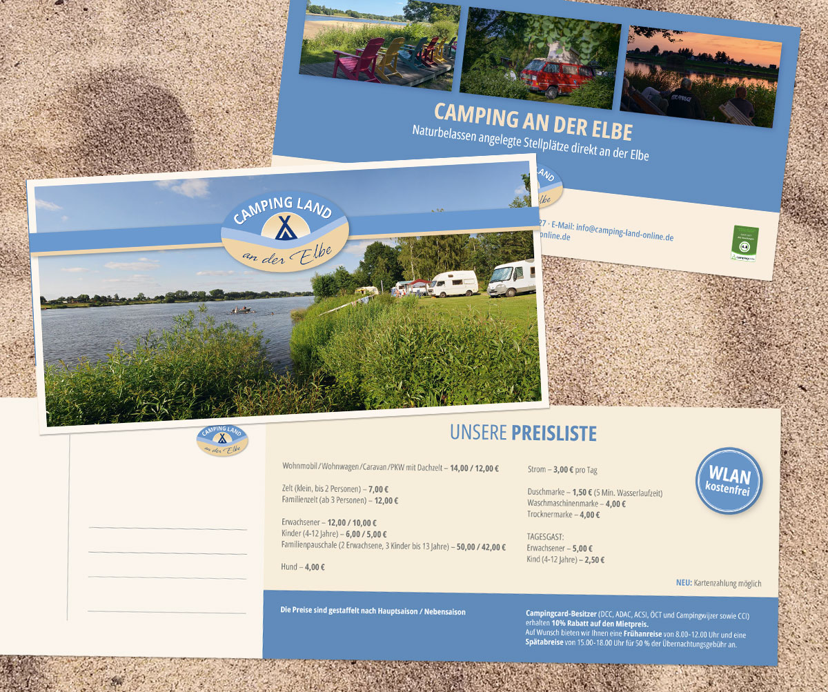 Faltflyer, Preise & Postkarte